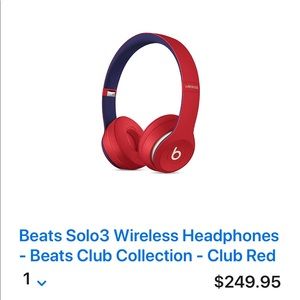 BEATS SOLO 3 WIRELESS HEADPHONES - CLUB RED